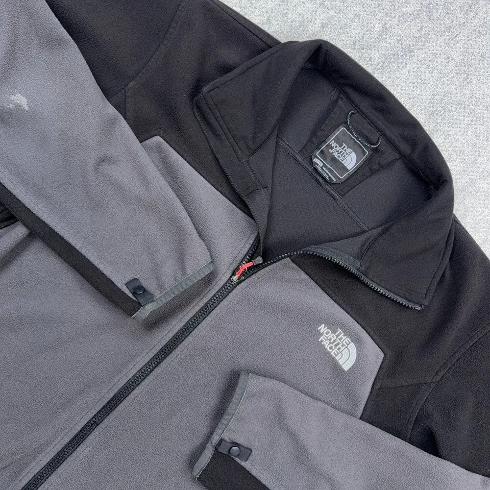 The North Face Jacket Men XL Gray Black Fleece Full Zip Interchange Bomber Adult